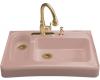 Kohler Assure K-6536-3-45 Wild Rose Barrier-Free Tile-In/Undercounter Kitchen Sink with Three-Hole Faucet Drilling