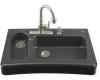 Kohler Assure K-6536-4-7 Black Black Barrier-Free Tile-In/Undercounter Kitchen Sink with Four-Hole Faucet Drilling
