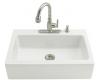 Kohler Dickinson K-6546-3-0 White Tile-In Kitchen Sink with Three-Hole Faucet Drilling and Apron-Front