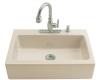 Kohler Dickinson K-6546-3-47 Almond Tile-In Kitchen Sink with Three-Hole Faucet Drilling and Apron-Front