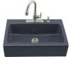 Kohler Dickinson K-6546-3-52 Navy Tile-In Kitchen Sink with Three-Hole Faucet Drilling and Apron-Front