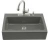 Kohler Dickinson K-6546-3-58 Thunder Grey Tile-In Kitchen Sink with Three-Hole Faucet Drilling and Apron-Front