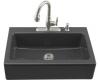 Kohler Dickinson K-6546-3-7 Black Black Tile-In Kitchen Sink with Three-Hole Faucet Drilling and Apron-Front