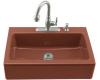 Kohler Dickinson K-6546-3-R1 Roussillon Red Tile-In Kitchen Sink with Three-Hole Faucet Drilling and Apron-Front