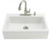 Kohler Dickinson K-6546-4-0 White Tile-In Kitchen Sink with Four-Hole Faucet Drilling and Apron-Front