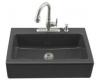 Kohler Dickinson K-6546-4-7 Black Black Tile-In Kitchen Sink with Four-Hole Faucet Drilling and Apron-Front