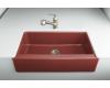Kohler Dickinson K-6546-4U-R1 Roussillon Red Undercounter Kitchen Sink with Four-Hole Oversized Centers and Apron-Front