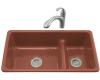 Kohler Iron/Tones K-6625-R1 Roussillon Red Smart Divide Self-Rimming Or Undercounter Kitchen Sink