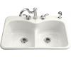 Kohler Langlade K-6626-1-0 White Smart Divide Self-Rimming Kitchen Sink with Single-Hole Faucet Drilling