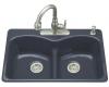 Kohler Langlade K-6626-1-52 Navy Smart Divide Self-Rimming Kitchen Sink with Single-Hole Faucet Drilling
