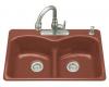 Kohler Langlade K-6626-1-R1 Roussillon Red Smart Divide Self-Rimming Kitchen Sink with Single-Hole Faucet Drilling