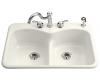 Kohler Langlade K-6626-2-FE Frost Smart Divide Self-Rimming Kitchen Sink with Two-Hole Faucet Drilling and Accessory Hole Drilling