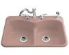 Kohler Langlade K-6626-3-45 Wild Rose Smart Divide Self-Rimming Kitchen Sink with Three-Hole Faucet Drilling