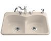 Kohler Langlade K-6626-3-55 Innocent Blush Smart Divide Self-Rimming Kitchen Sink with Three-Hole Faucet Drilling
