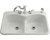 Kohler Langlade K-6626-3-FF Sea Salt Smart Divide Self-Rimming Kitchen Sink with Three-Hole Faucet Drilling