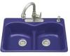 Kohler Langlade K-6626-3F-30 Iron Cobalt Smart Divide Self-Rimming Kitchen Sink with Single-Hole Faucet and Two Accessory Hole Drillings