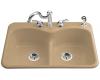 Kohler Langlade K-6626-3F-33 Mexican Sand Smart Divide Self-Rimming Kitchen Sink with Single-Hole Faucet and Two Accessory Hole Drillings