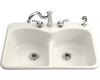 Kohler Langlade K-6626-3F-FD Cane Sugar Smart Divide Self-Rimming Kitchen Sink with Single-Hole Faucet and Two Accessory Hole Drillings