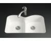 Kohler Langlade K-6626-6U-0 White Smart Divide Undercounter Kitchen Sink with Three-Hole Faucet Drilling and Two Accessory Hole Drilling