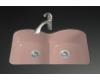 Kohler Langlade K-6626-6U-45 Wild Rose Smart Divide Undercounter Kitchen Sink with Three-Hole Faucet and Two Accessory Hole Drillings