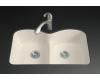 Kohler Langlade K-6626-6U-47 Almond Smart Divide Undercounter Kitchen Sink with Three-Hole Faucet and Two Accessory Hole Drillings