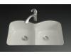 Kohler Langlade K-6626-6U-95 Ice Grey Smart Divide Undercounter Kitchen Sink with Three-Hole Faucet and Two Accessory Hole Drillings