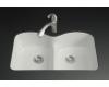 Kohler Langlade K-6626-6U-FF Sea Salt Smart Divide Undercounter Kitchen Sink with Three-Hole Faucet and Two Accessory Hole Drillings
