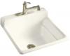 Kohler Bayview K-6608-3-NY Dune Self-Rimming Utility Sink with Three-Hole Faucet Drilling On Top Of Backsplash