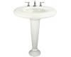 Kohler Revival K-2000-1-S2 White Satin Pedestal Lavatory with Transitional Pedestal and Single-Hole Faucet Drilling