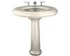 Kohler Revival K-2002-1-S1 Biscuit Satin Lavatory with Traditional Pedestal and Single-Hole Faucet Drilling