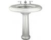 Kohler Revival K-2002-1-S2 White Satin Lavatory with Traditional Pedestal and Single-Hole Faucet Drilling