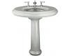 Kohler Revival K-2002-1-W2 Earthen White Lavatory with Traditional Pedestal and Single-Hole Faucet Drilling
