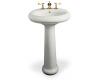 Kohler Revival K-2013-1-S2 White Satin Traditional Pedestal Lavatory with Single-Hole Faucet Drilling