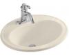 Kohler Pennington K-2196-1K-47 Almond Self-Rimming Lavatory with Single-Hole Faucet and Right-Hand Soap Dispenser Hole Drillings