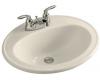 Kohler Pennington K-2196-4F-47 Almond Self-Rimming Lavatory with 4" Centers and Left-Hand Soap Dispenser Hole Drillings