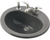 Kohler Pennington K-2196-4L-58 Thunder Grey Self-Rimming Lavatory with 4" Centers and Left-Hand Soap Dispenser Hole Drillings