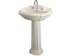 Kohler Portrait K-2221-1-47 Almond Pedestal Lavatory with Single-Hole Faucet Drilling