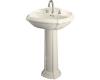 Kohler Portrait K-2221-1-S1 Biscuit Satin Pedestal Lavatory with Single-Hole Faucet Drilling