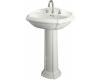 Kohler Portrait K-2221-1-S2 White Satin Pedestal Lavatory with Single-Hole Faucet Drilling