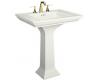 Kohler Memoirs K-2268-1-S2 White Satin Pedestal Lavatory with Single-Hole Faucet Drilling