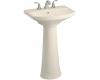 Kohler Cimarron K-2362-1-47 Almond Pedestal Lavatory with Single-Hole Faucet Drilling