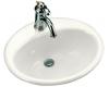 Kohler Farmington K-2905-1L-0 White Self-Rimming Lavatory with Single-Hole Faucet Drilling and Soap Dispenser Drilling on Left