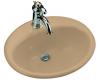 Kohler Farmington K-2905-1L-33 Mexican Sand Self-Rimming Lavatory with Single-Hole Faucet Drilling and Soap Dispenser Drilling on Left
