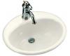 Kohler Farmington K-2905-1L-96 Biscuit Self-Rimming Lavatory with Single-Hole Faucet Drilling and Soap Dispenser Drilling on Left