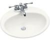 Kohler Farmington K-2905-4L-0 White Self-Rimming Lavatory with 4" Centers and Soap Dispenser Drilling on Left