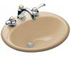 Kohler Farmington K-2905-8L-33 Mexican Sand Self-Rimming Lavatory with 8" Centers and Soap Dispenser Drilling on Left