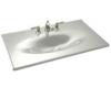 Kohler Iron/Impressions K-3051-4-FF Sea Salt 37" Cast Iron One-Piece Surface and Integrated Lavatory with 4" Centers