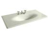 Kohler Iron/Impressions K-3052-4-NG Tea Green 43" Cast Iron One-Piece Surface and Integrated Lavatory with 4" Centers