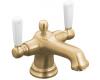 Kohler Bancroft K-10579-4P-BV Brushed Bronze Monoblock Centerset Bath Faucet with White Ceramic Lever Handles