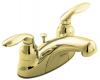 Kohler Coralais K-15241-4-PB Vibrant Polished Brass Centerset Lavatory Faucet with Pop-Up Drain and Lever Handles